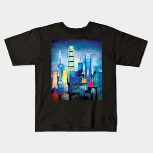A Vaporwave Future Chinese city - A Cyberpunk Neon Wonderlust Kids T-Shirt